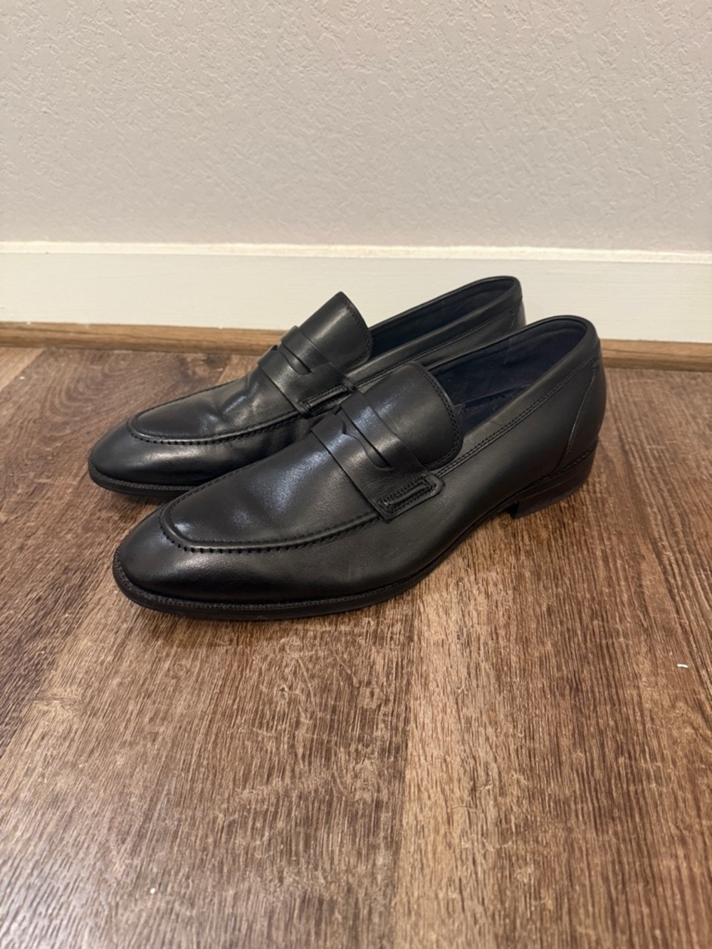 Cole Haan Black Leather Penny Loafers